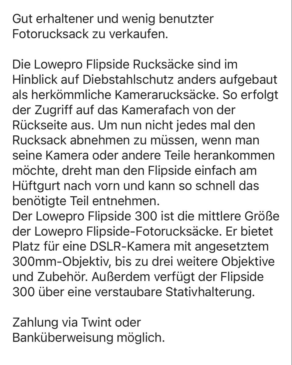 Lowepro Sacs à dos: Fotorucksack Lowepro Flipside 300 – D'occasion à Niederuzwil par vimse_publicsale 4
