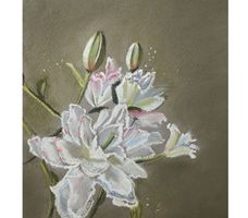Neu! Original Pastellbild signiert. "White Lilies"