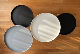 Beistelltische rund 4er Set (schwarz/grau/weiss)