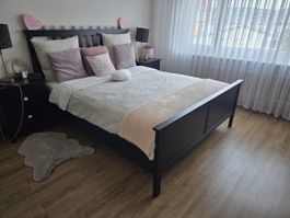 Doppelbett schwarz Holz Landhausstil gut erhalten