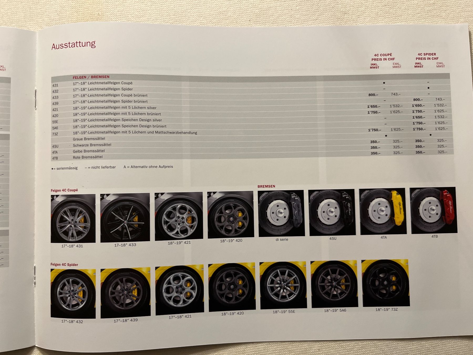 Documenti: Alfa Romeo 4C Preisliste 2018 – Nuovo (secondo la descrizione) da Goldach venduto da SSRConzept 3