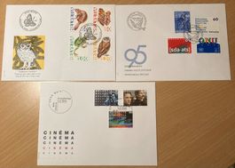 3 Couverts FDC 1995 Ausgabetag 3 Serien