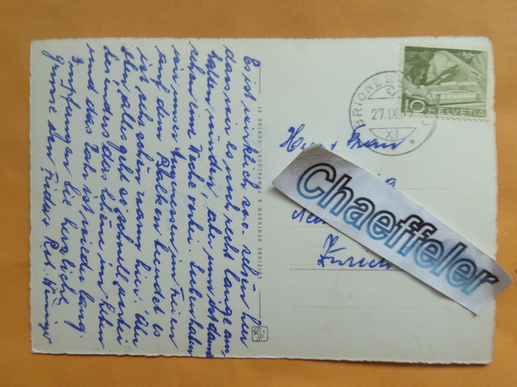 Cartoline postali: T 6871 Locarno – Usato da Zürich venduto da Chaeffeler 1