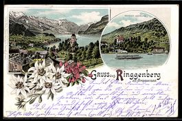 Lithographie Ringgenberg am Brienzersee, Hotel-Pension Seebu