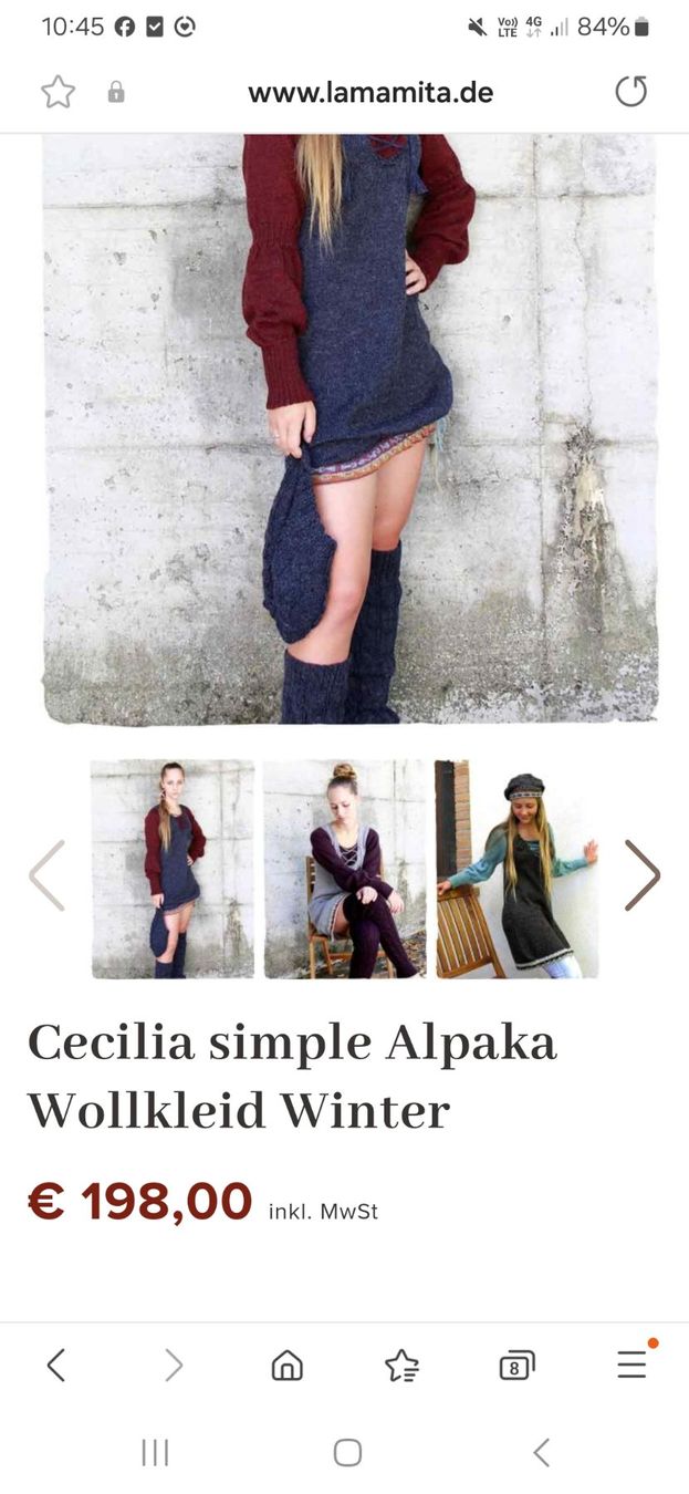 Vestiti: Kleid 100% Alpaka Wolle Ethno – Usato da Elgg venduto da Flurinal 6