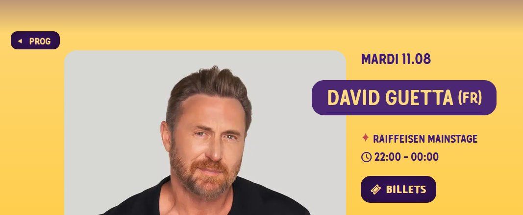 Biglietti: Billet David Guetta / Venoge – Nuovo e nell'imballaggio originale da Avenches venduto da Virge110