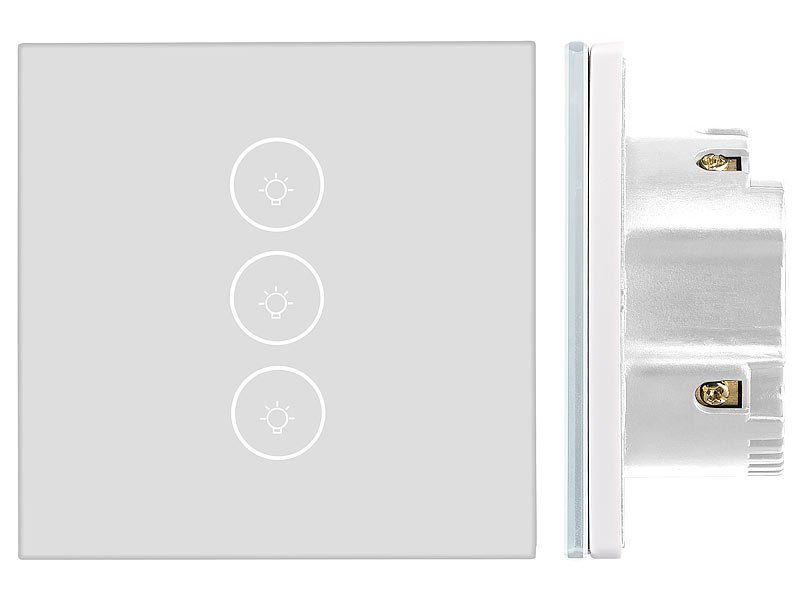 Schalter: Touch-Dreifach-Lichtschalter mit WiFi, APP & Sprachsteuerung – Neu und originalverpackt aus Giubiasco von softmail 3