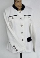 Elegante Damenjacke, Weiss mit schwarzen Akzenten, Grösse S