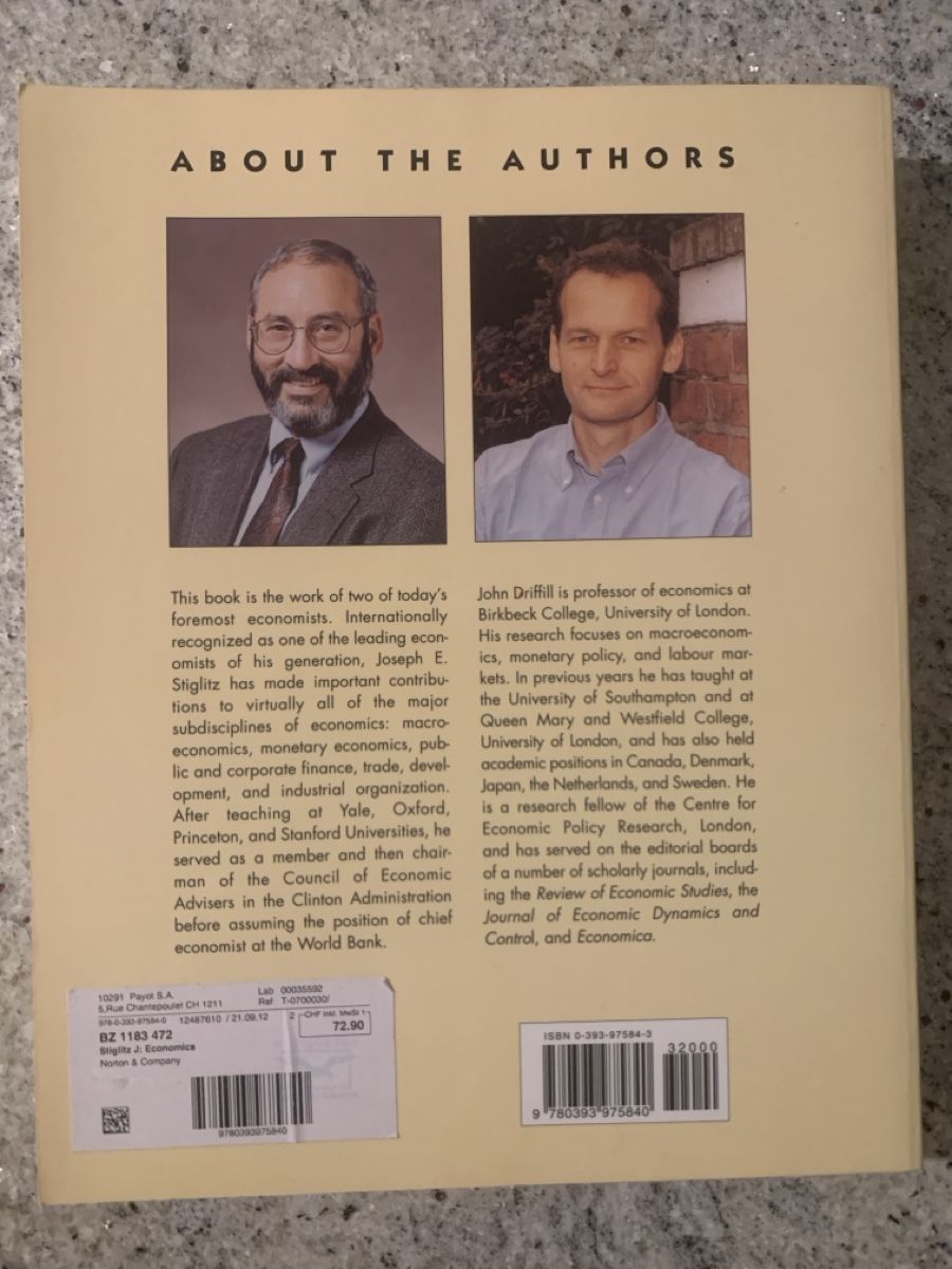 Libri: Economics Textbook by Stiglitz & Driffill – Nuovo (secondo la descrizione) da Genève venduto da sunsustains 1