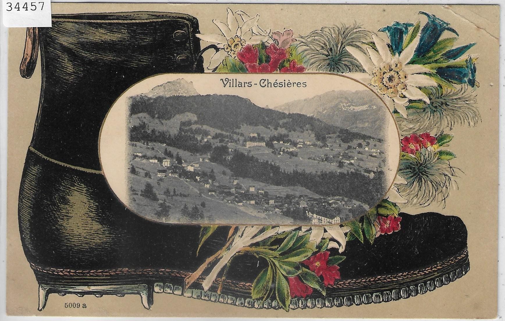 Cartoline postali: Villars-Chesieres - Wanderschuh Präge-Litho – Usato da Ettingen venduto da Kartenplanet