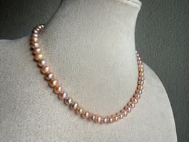Echte Perlen Kette mit Silber Verschluss 925