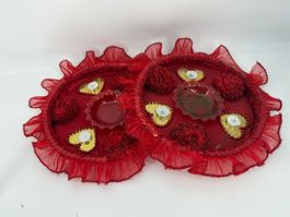 2 rote Deko-Tabletts für Kerzen/ Blumen/ Hochzeit