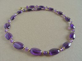 Leuchtende Amethyst Halskette, 46 cm lang