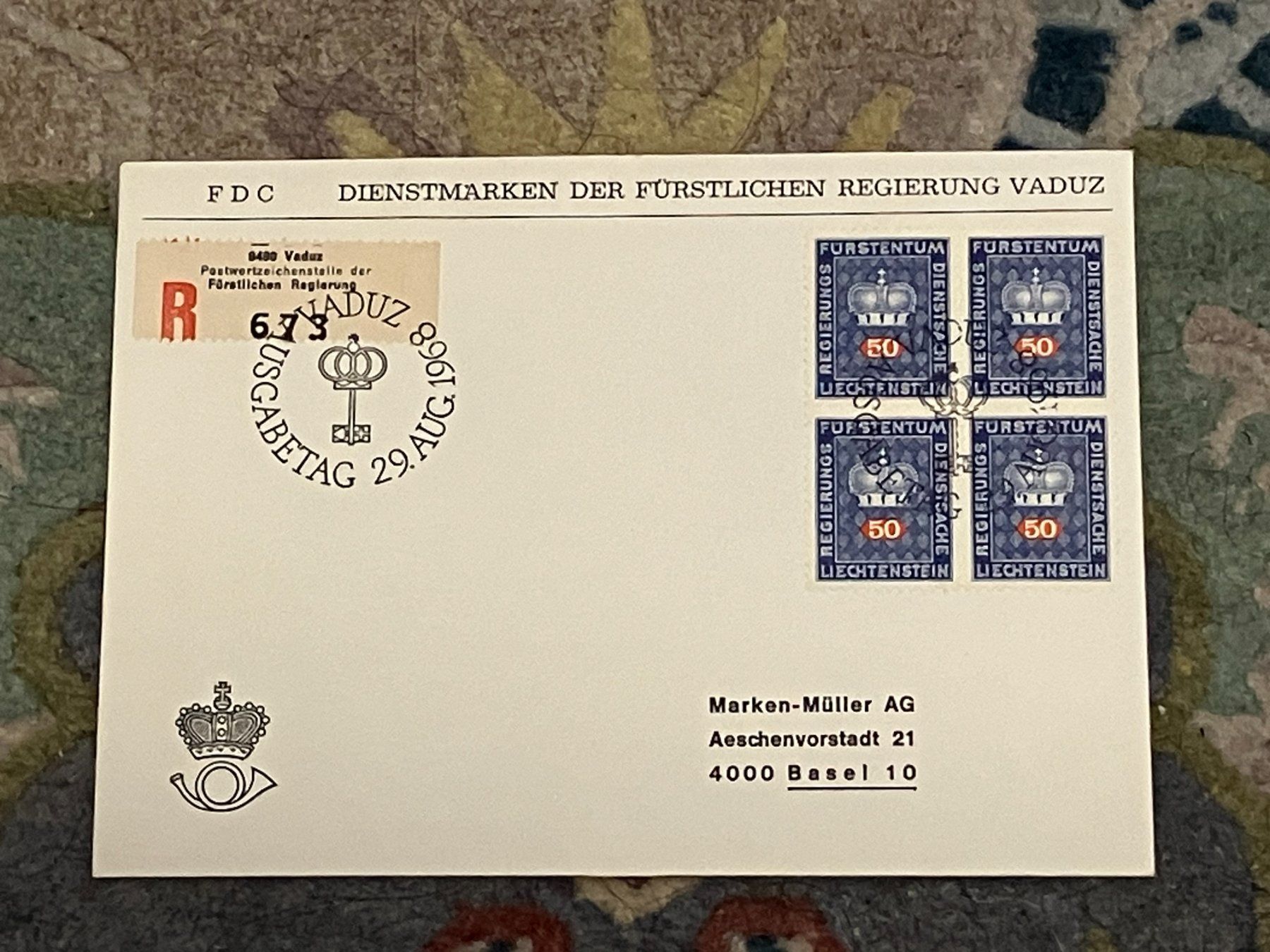 Tutti i francobolli: 1 Erstagsbrief LI Einschreiben Viererblock 1968 – Nuovo (secondo la descrizione) da Koblenz venduto da Markenhimmel