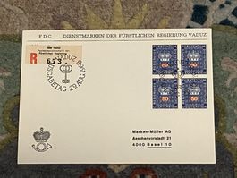 1 Erstagsbrief LI Einschreiben Viererblock 1968