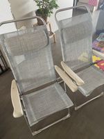 2 Crespo Campingstühle klappbar mit Beinauflage grau