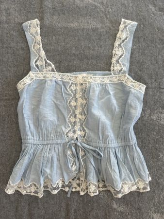 Top H&M bleu dentelle taille S neuf