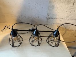 Deckenlampe 3-flammig Metall Schwarz Drahtgestell ohne Lampe