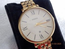 Fossil, Damen, Quartz, 36mm vergoldet, Stahlband vergoldet