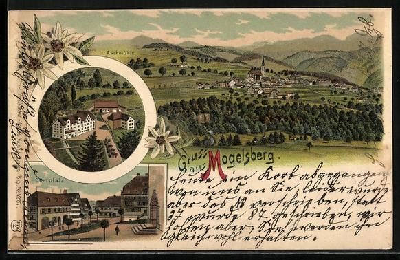 Cartes postales: Litho Mogelsberg, Dorfplatz, Aachmühle  – D'occasion à Berlin par bartko-reher