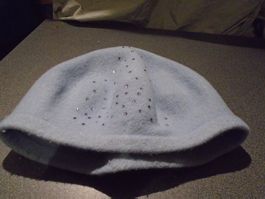 Mütze One Size, hellblau, silberfarbige Steinchen