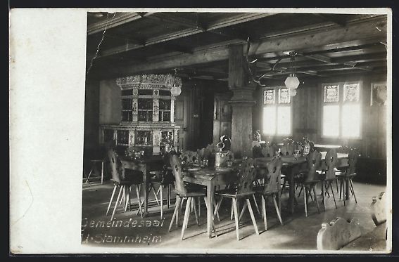 Cartoline postali: Unter-Stammheim, Gemeindesaal, Innenansi – Usato da Berlin venduto da bartko-reher