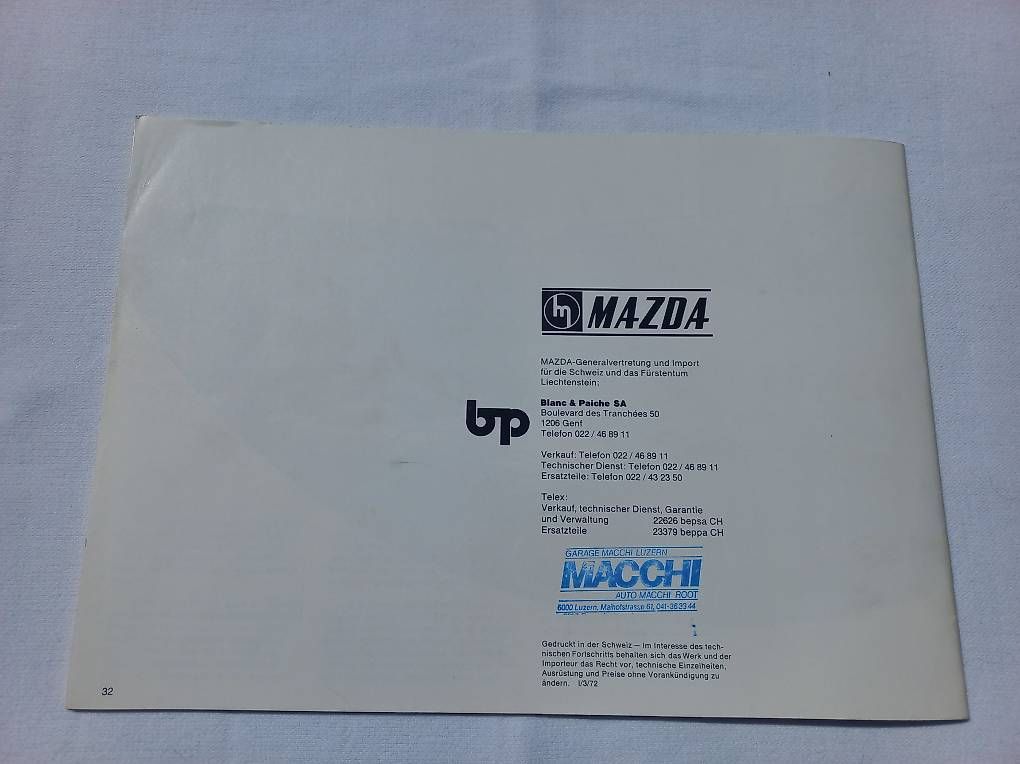 Documents: Mazda Prospekt - 1972 – D'occasion à Frauenkappelen par Chruetzhubel 4