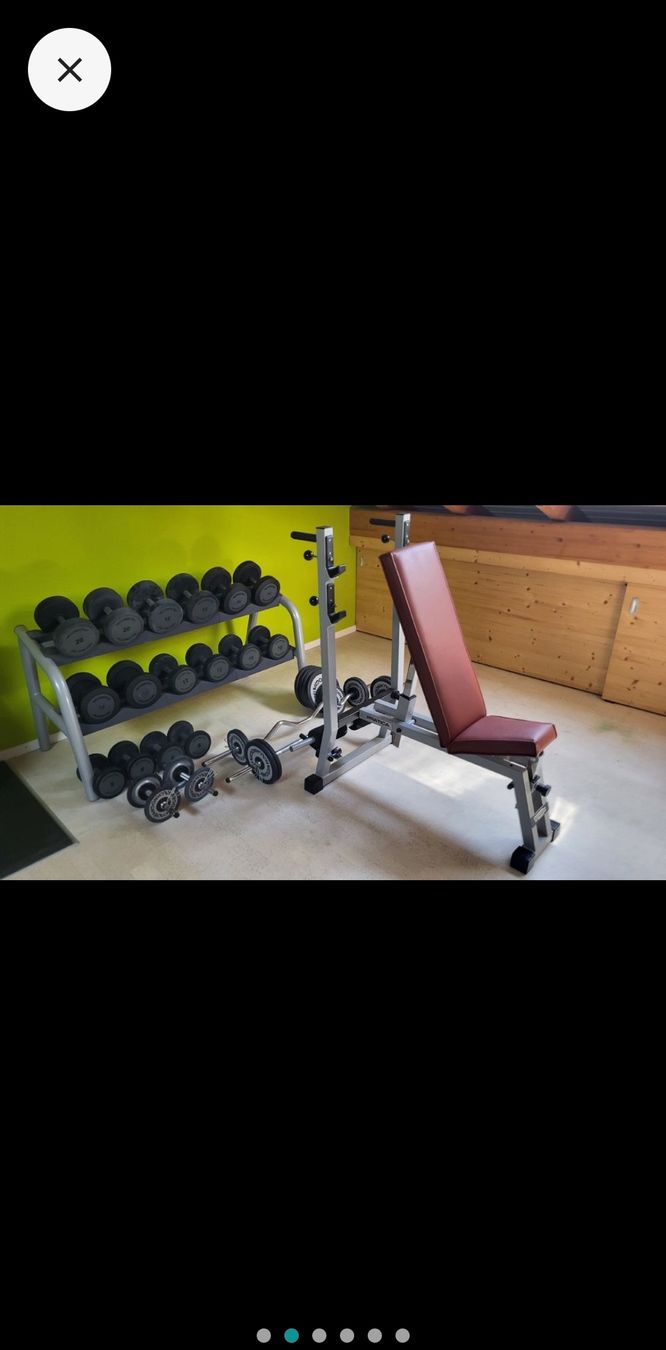 Technogym Hometrainer: Hantelbank Technogym mit vielen Gewichten – Usato da Aarau venduto da Aboudx