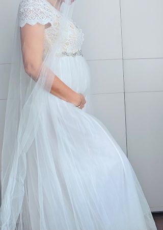 Wunderschönes Brautkleid/Umstandskleid Spitze Gr. 38 NEU
