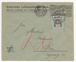 1918 Amtlich Brief mit Strafporto Kantonales Lebensmittelamt