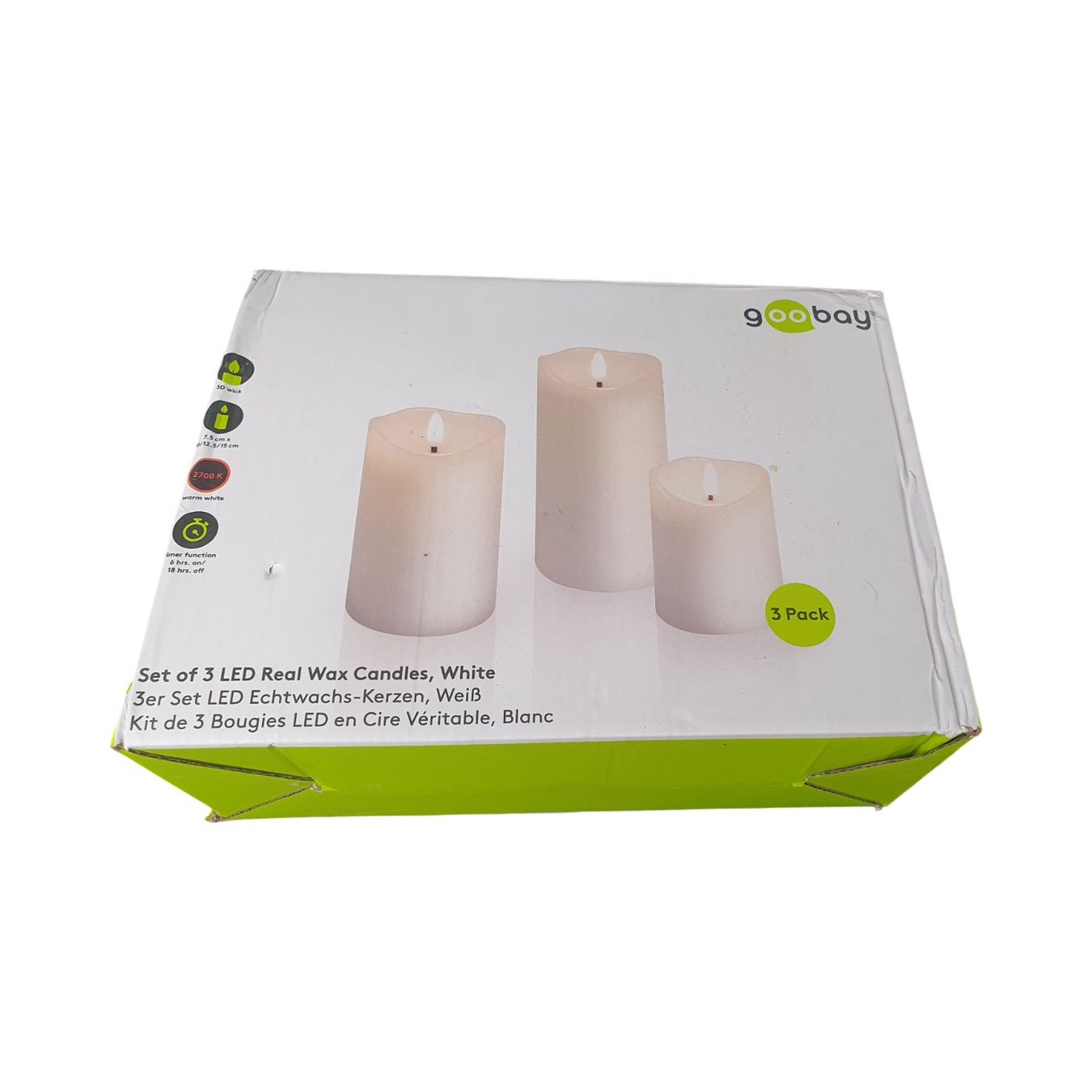 Kerzen: GOOBAY LED - Echtwachskerzen / Set 3 Stk. – Neu (gemäss Beschreibung) aus Wangen b. Olten von Restwert_Wangen