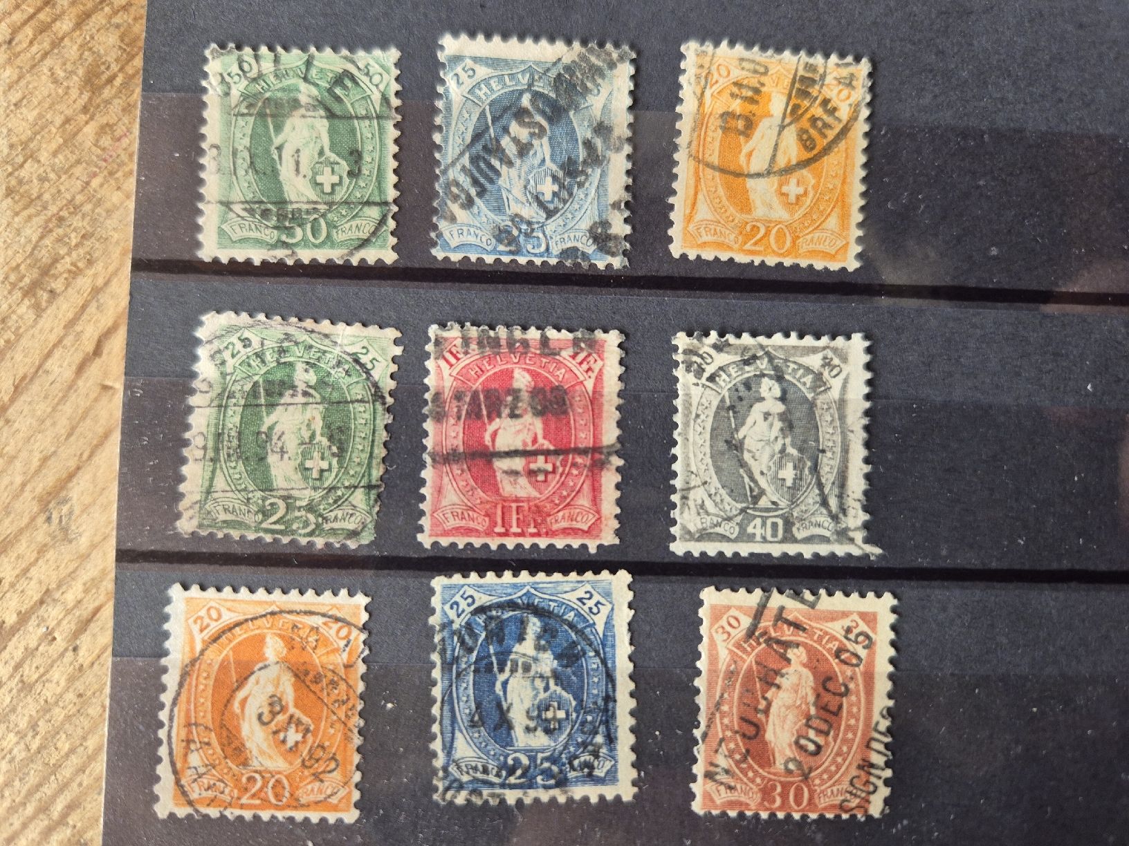 Alle Briefmarken: 9 stehende helvetias – Gebraucht aus Uznach von Fireblade7