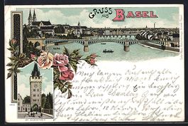 Litho Basel, Teilansicht mit Brücke, St