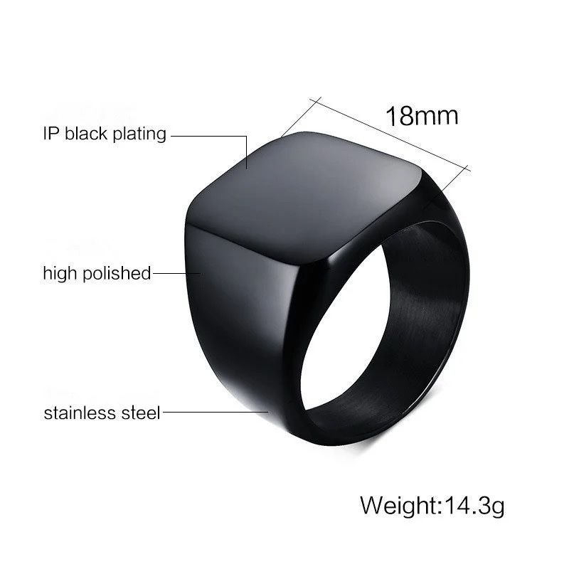 Anelli: Square Black Ring for Men – Nuovo e nell'imballaggio originale da Aarburg venduto da StavFashion 1