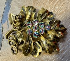 Alte Brosche 50er 60er Jahre Blatt Rebe
