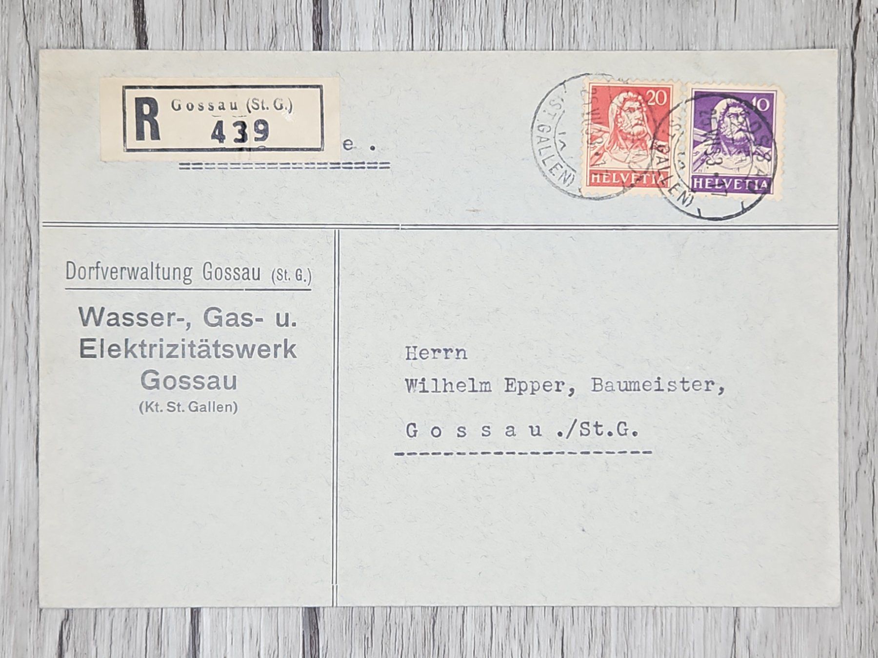 Tutti i francobolli: CL13 Enveloppe + Timbre Suisse 1938 – Usato da Cousset venduto da Patrick_Collections