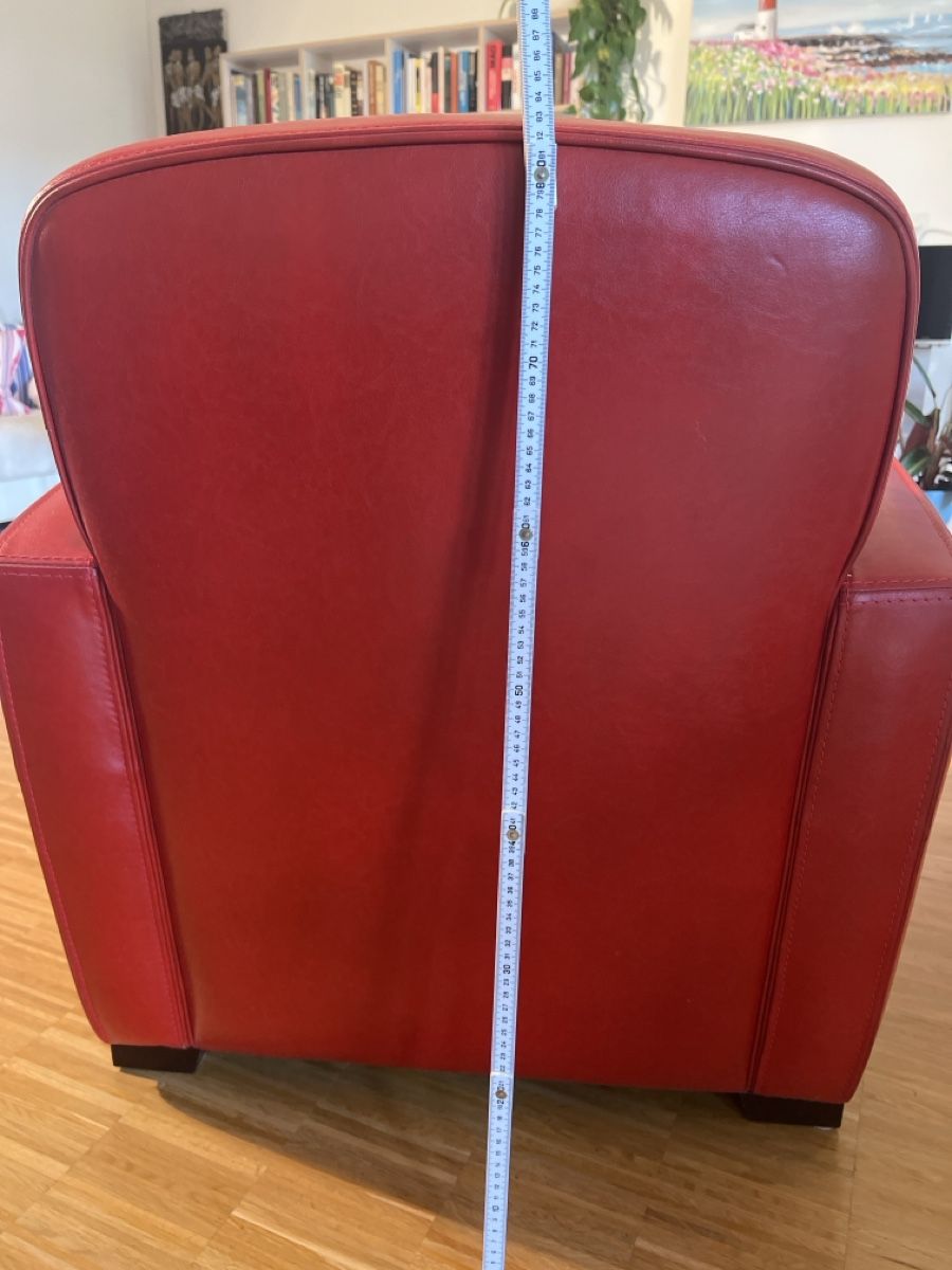 Sessel: Roter Ledersessel mit Hocker - Design und Komfort – Neu (gemäss Beschreibung) aus Zürich von olfri 7