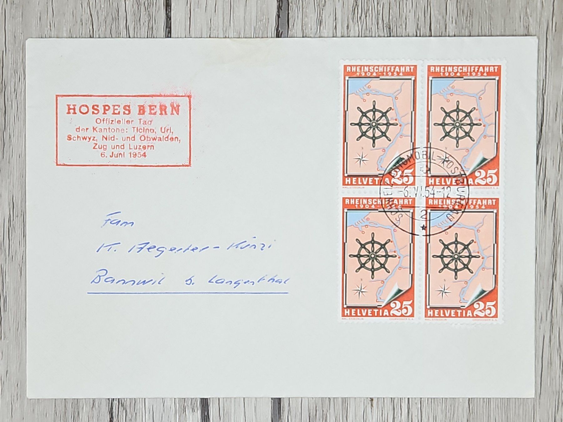 Alle Briefmarken: CL07 Enveloppe + Timbre Suisse 1954 – Gebraucht aus Cousset von Patrick_Collections