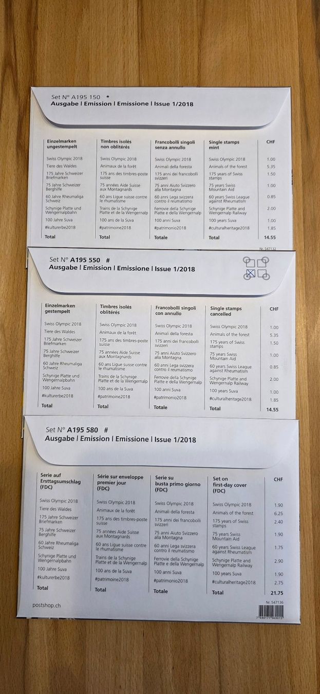 Tutti i francobolli: CH-Briefmarken Jahresausgabe 2018 – Nuovo (secondo la descrizione) da Wettswil venduto da Schnuebe 1
