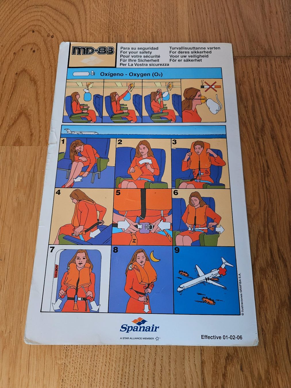 Documenti: Safety Card Spanair McDonnell Douglas MD-83 – Usato da Zürich venduto da bigToaster 2