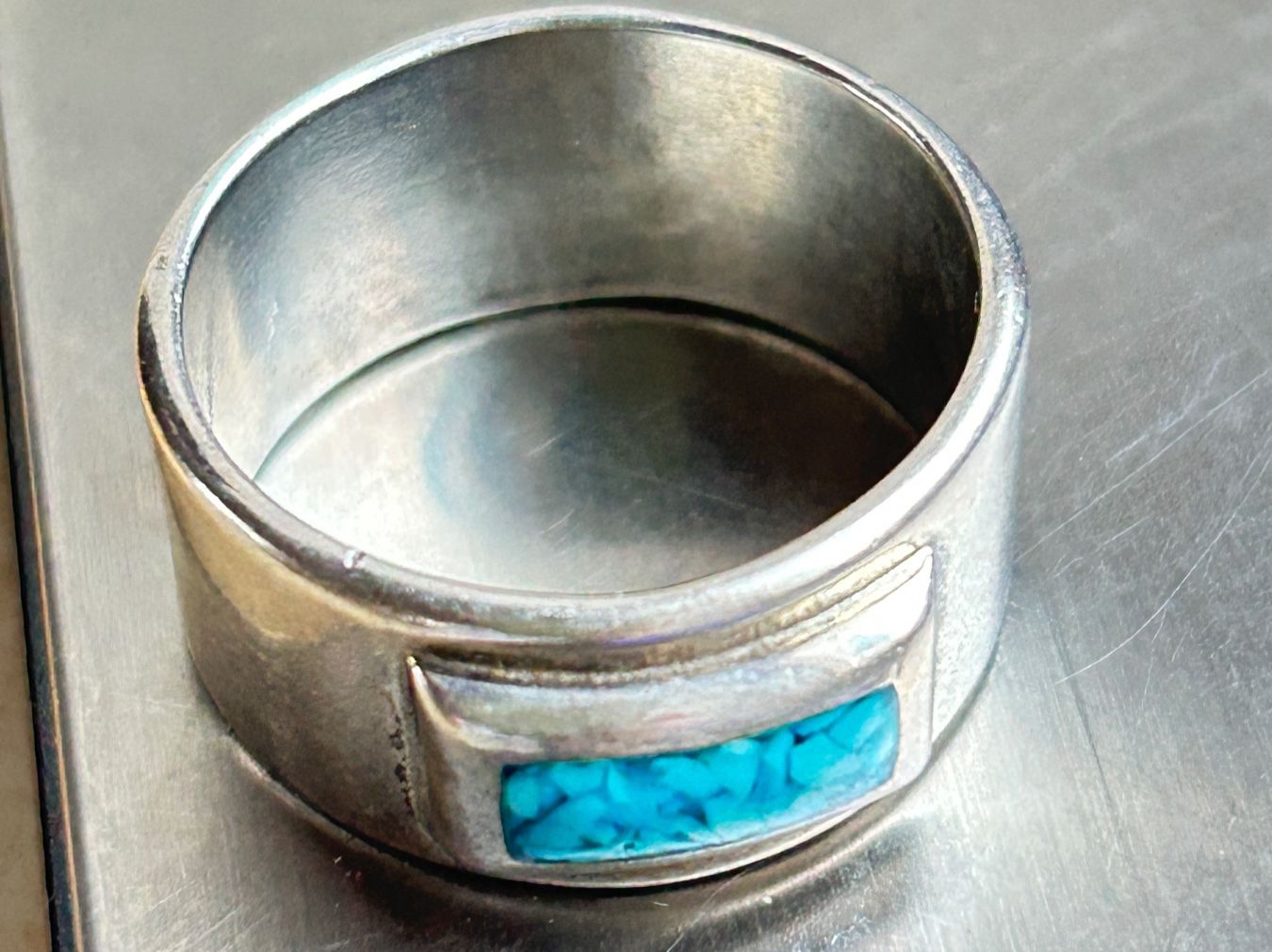 Anelli: Massiver Silberring mit Türkis-Stein (Grösse  63) – Usato da Dittingen venduto da Bellevista 7