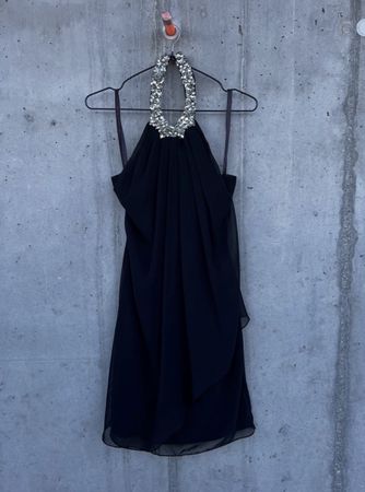 LAONA, kurzes, schwarzes Kleid mit Strass - Grösse XS