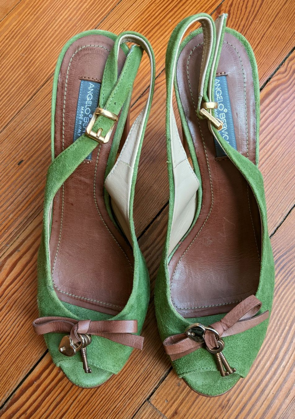 Scarpe da donna: ANGELO BERVICATO : Sandales daim vert / cuir brun 40 – Nuovo (secondo la descrizione) da Petit-Lancy venduto da lilycerise 1