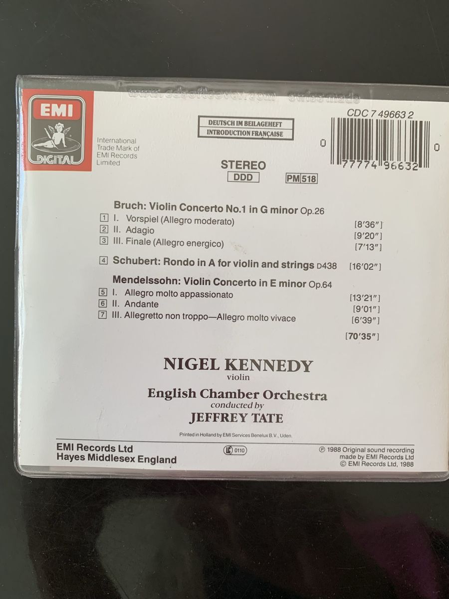CD: Nigel Kennedy: Mendelssohn/Bruch - Violinkonzerte CD – Usato da Biel/Bienne venduto da senoi 1