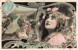 Freiburg (FR) Hängebrücke über die Saane und Künstlerportrai