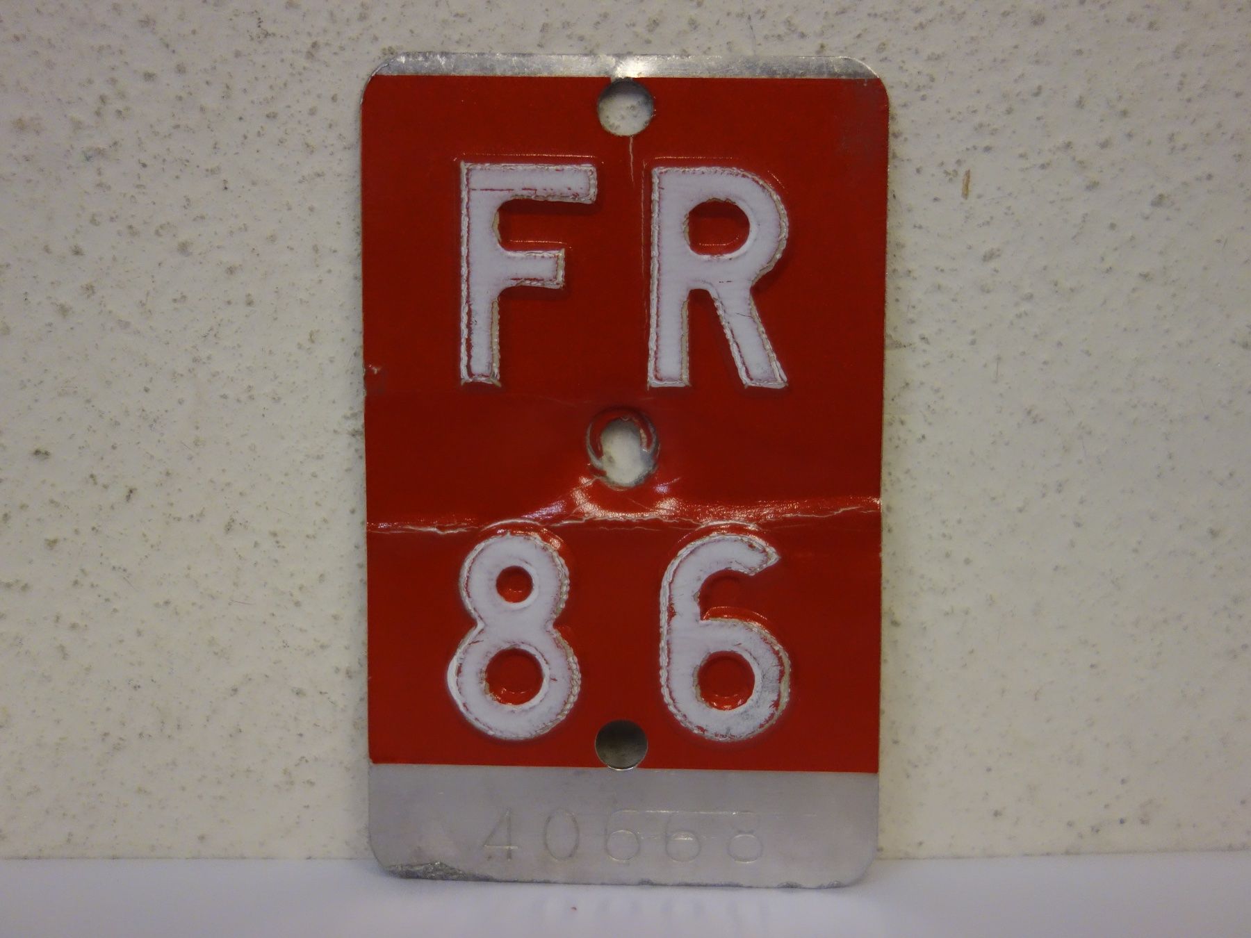 Schilder: FR 86 VELONUMMER - FAHRRADSCHILD – Gebraucht aus Kerzers von zimmergruen