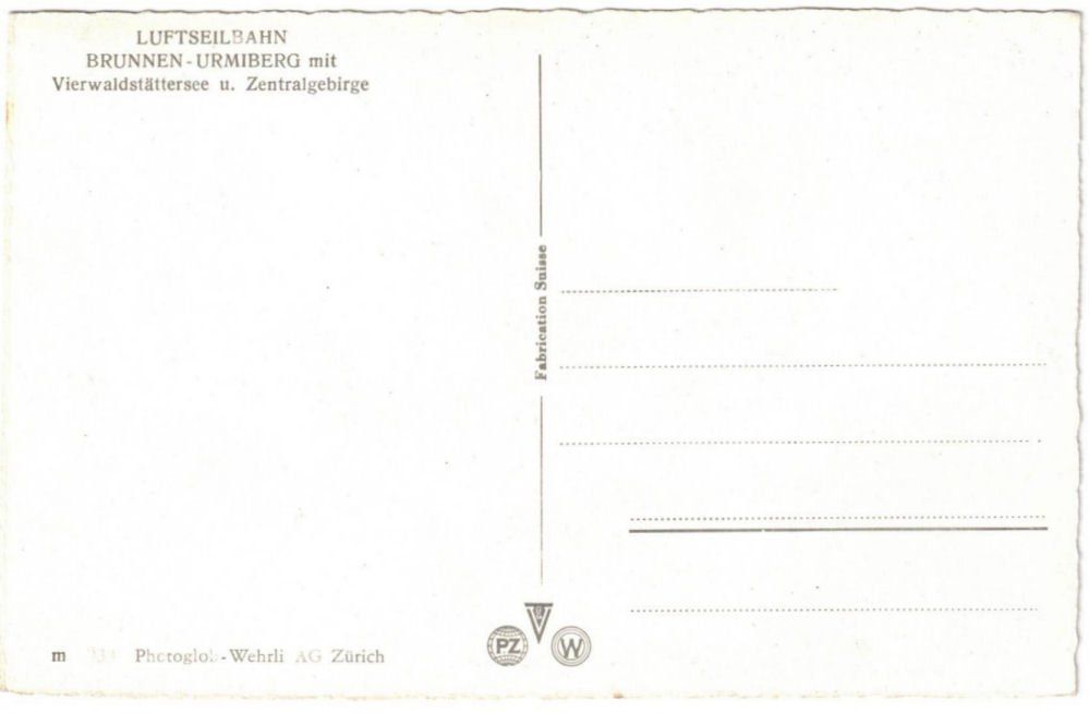 Cartoline postali: Brunnen - Luftseilbahn Urmiberg – Usato da Binningen venduto da Mountainrider 1