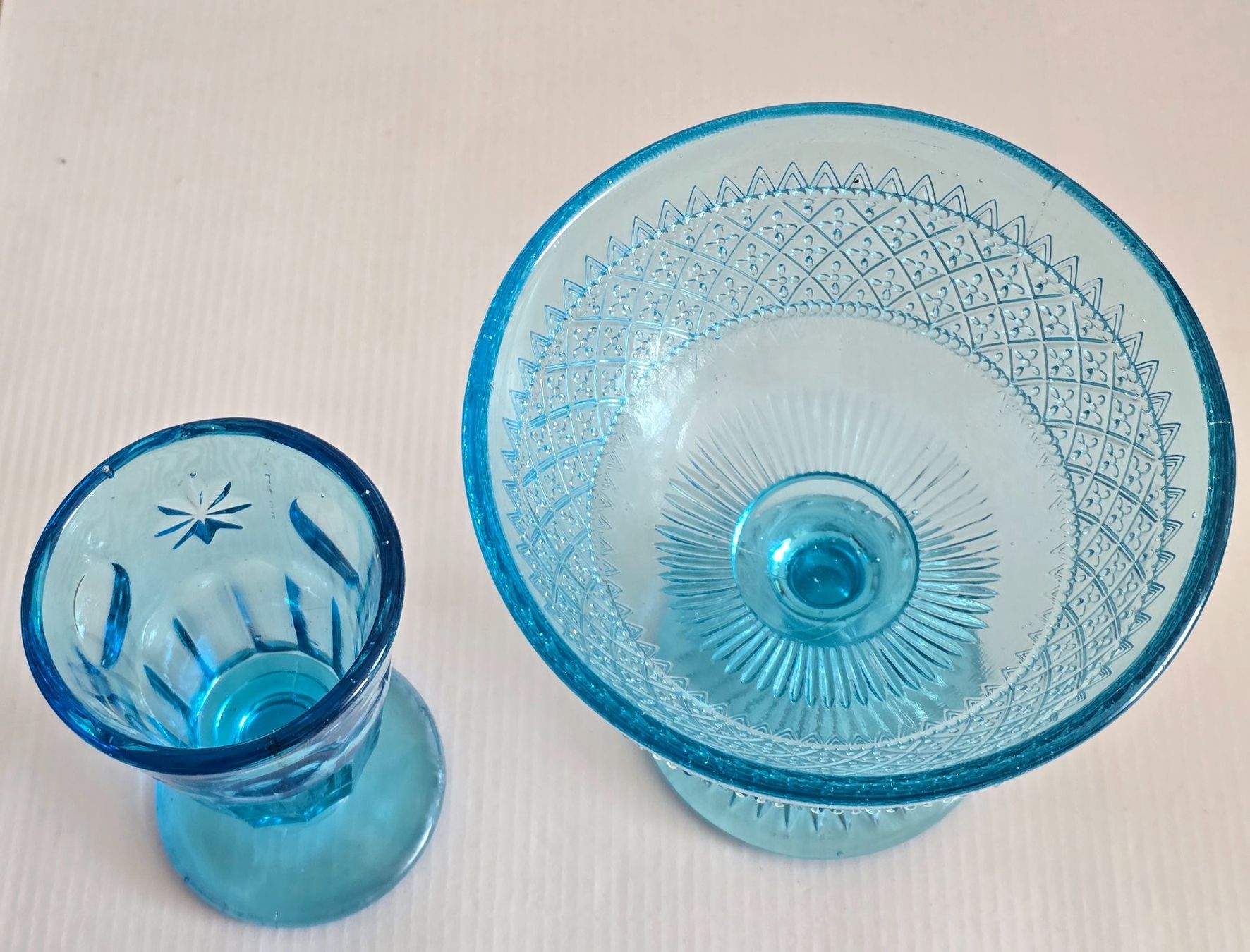Bicchieri: 2 antike Glasgefässe, ca 1900 - 1920 in blau – Usato da Rheinau venduto da MakalekaAloha 3
