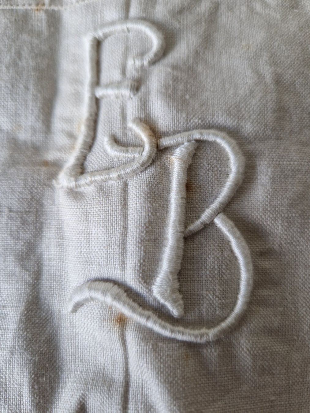 Biancheria da letto: Leinen Leintuch mit Monogramm EB, 210x160cm – Nuovo (secondo la descrizione) da Bern venduto da Antikbatik 3