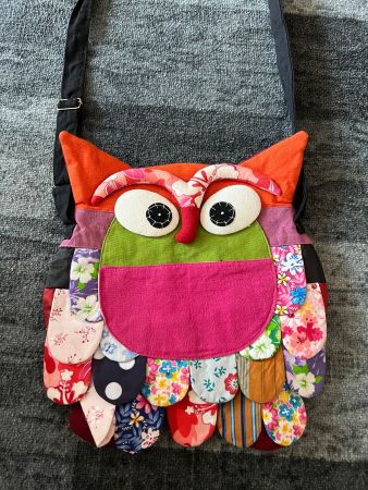 Damen Bunte Tasche Handmade Eule 32cm